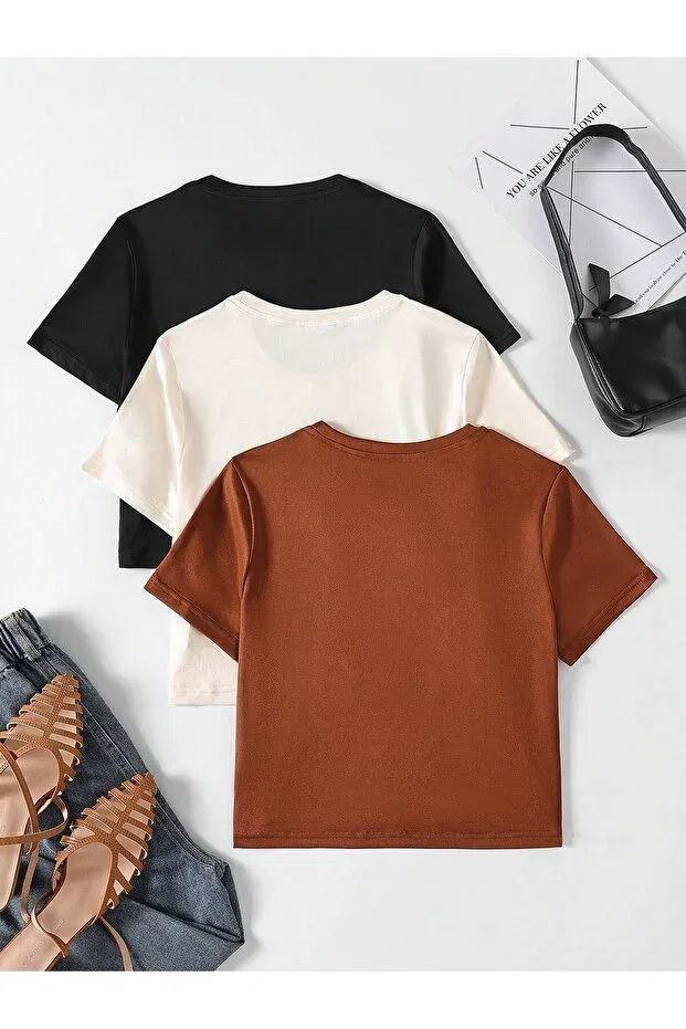 Детский комплект футболок с коротким рукавом Daxis Sportwear Company, Black-White-Brown — фото 2