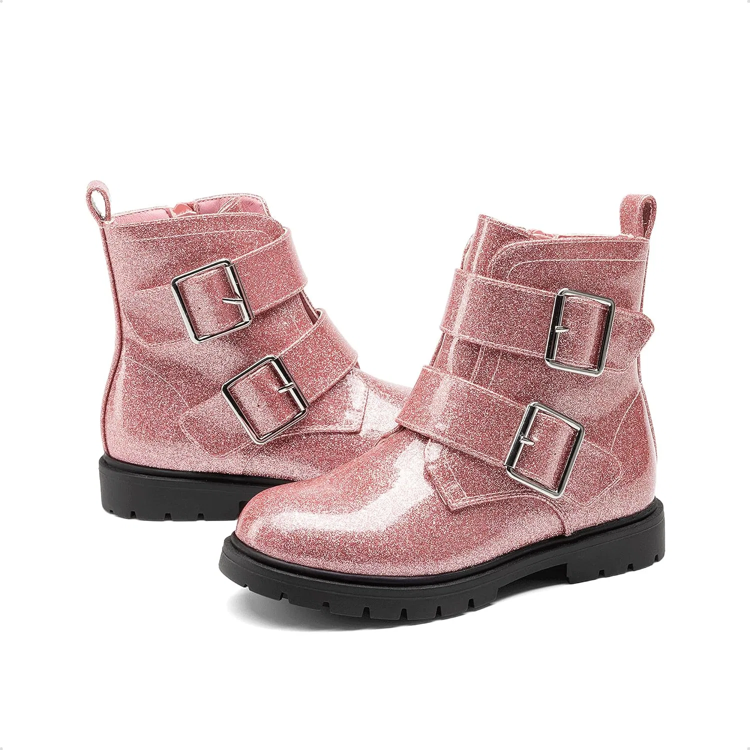 Детские ботинки для девочек на щиколотке с пряжками DREAM PAIRS, Pink — фото 4