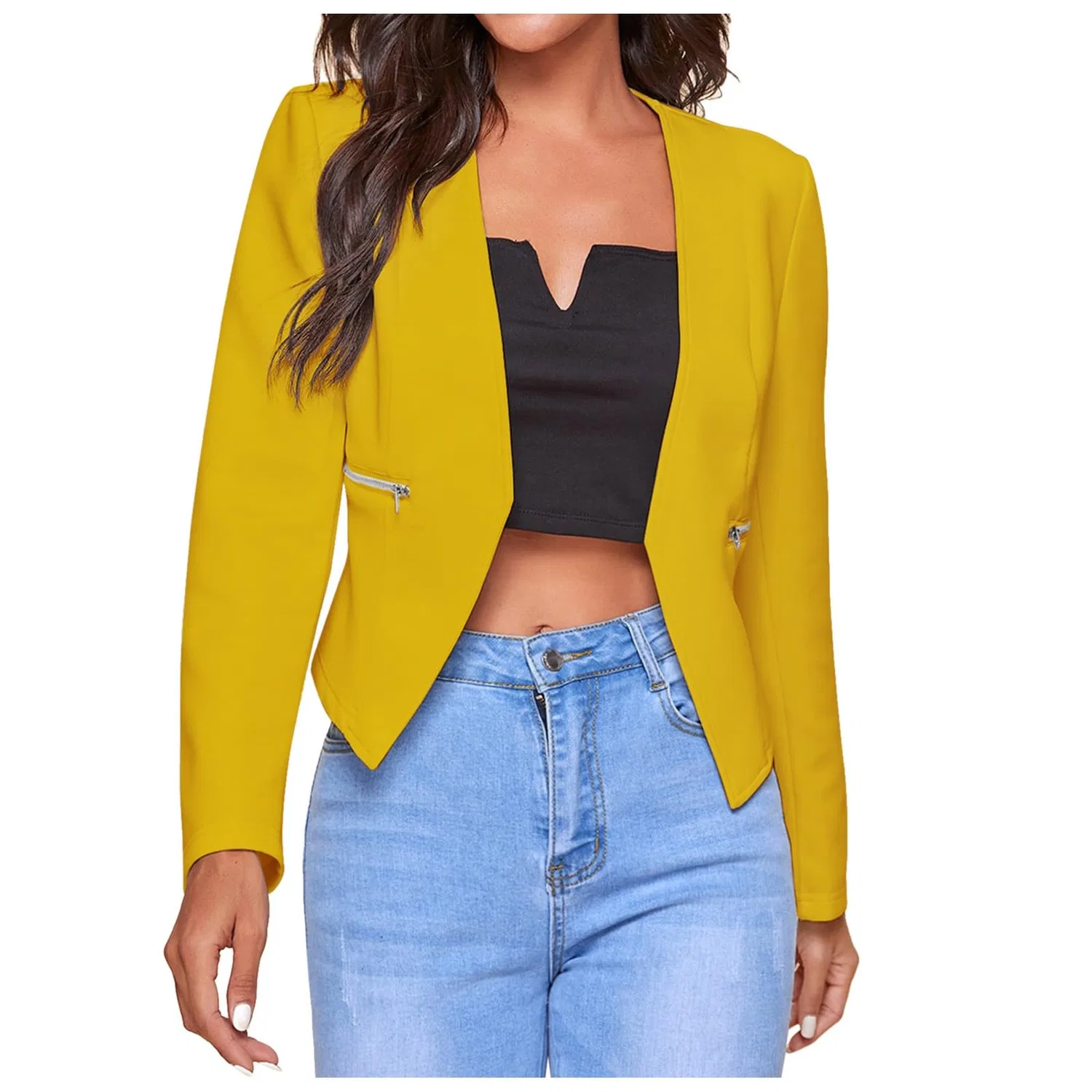 Женская куртка с молнией и карманами Donna Elegante, Giallo