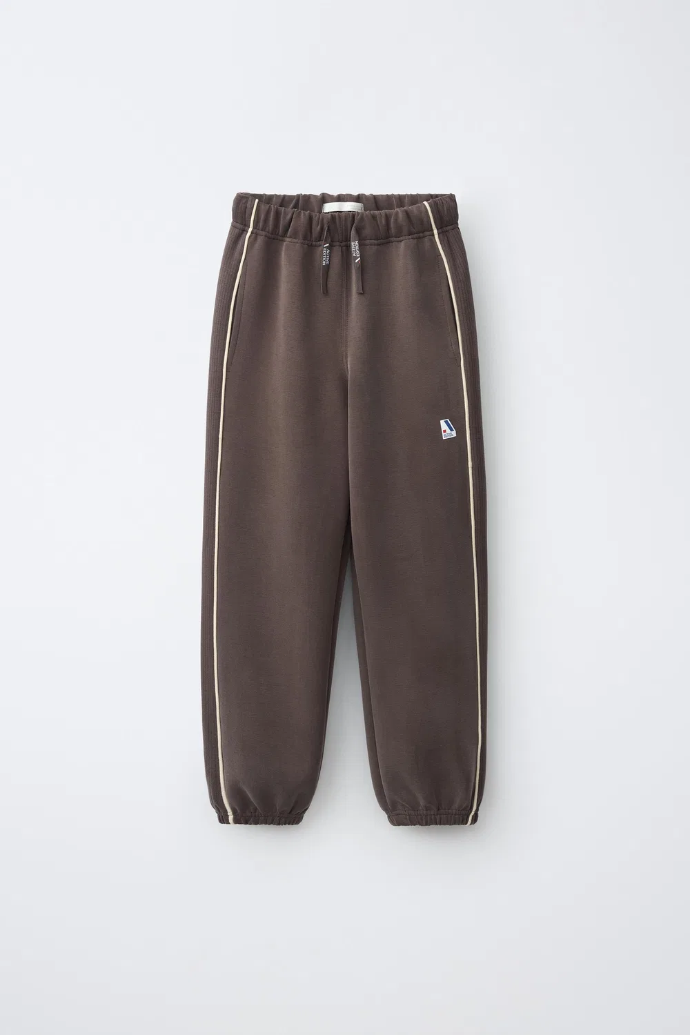 Спортивные брюки с контрастной отделкой ZARA, Dark brown