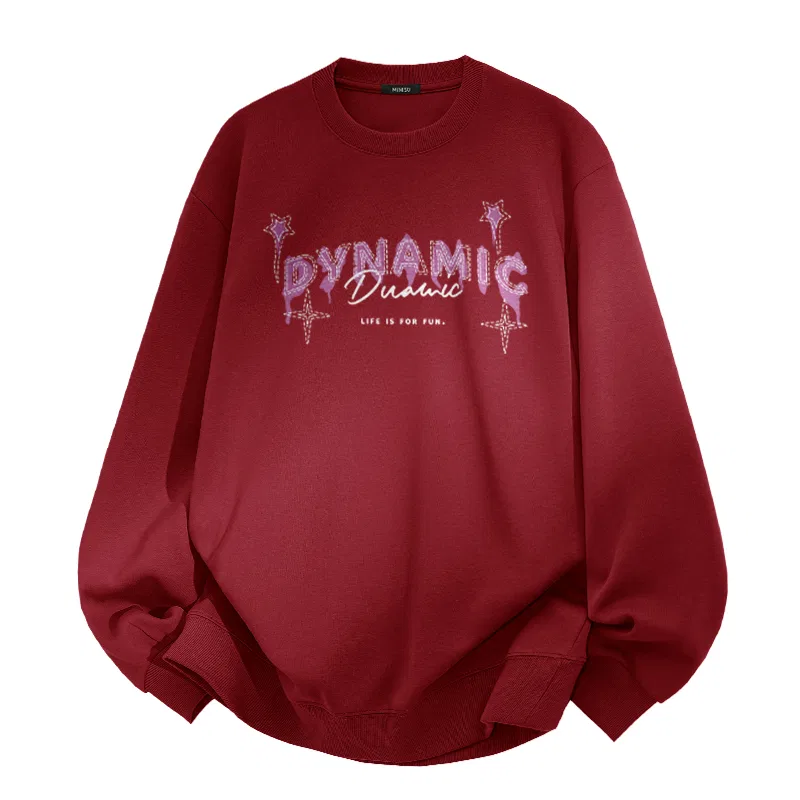 Детский свитшот с круглым вырезом MINISO, Burgundy (Mz Star Pink Font)