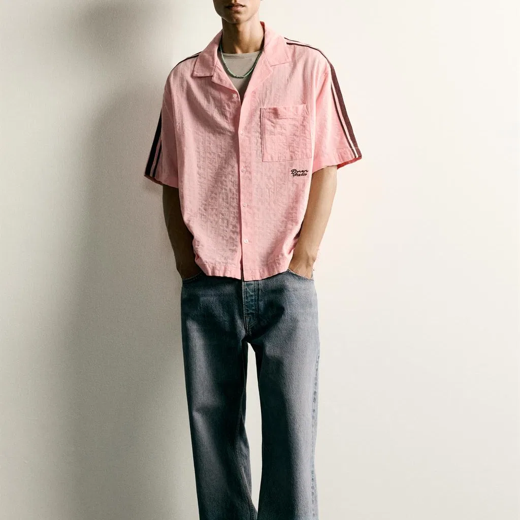 Мужская рубашка с умеренным кроем Pink ZARA, Pink — фото 4