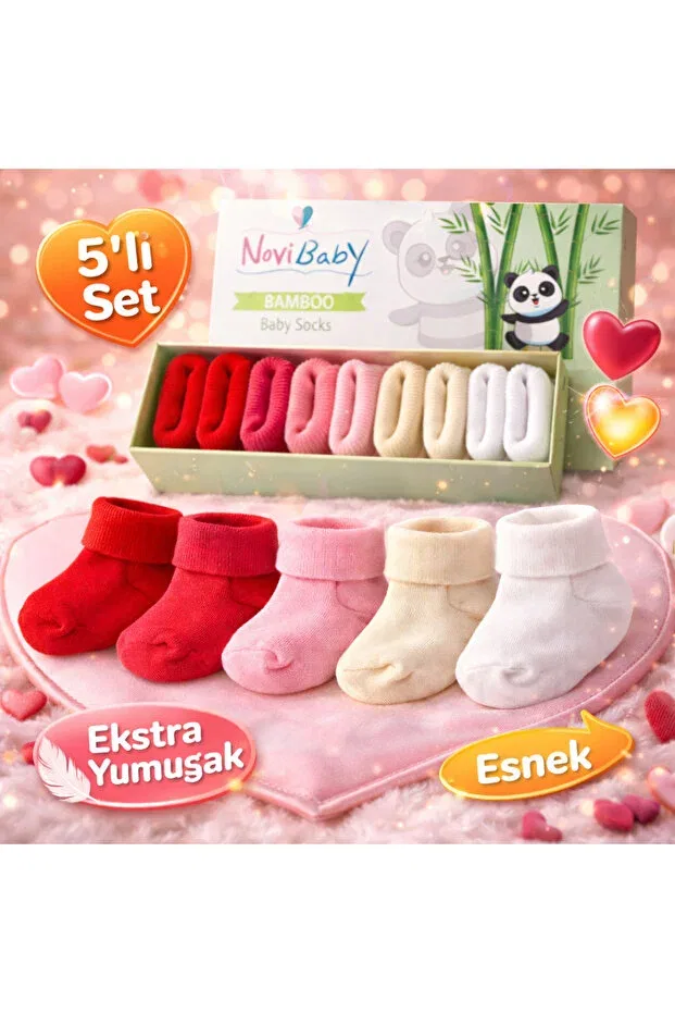 Детский комплект носков для новорожденных хлопковый 5 пар I Love I Baby Girl Boy Socks Novibaby, Love