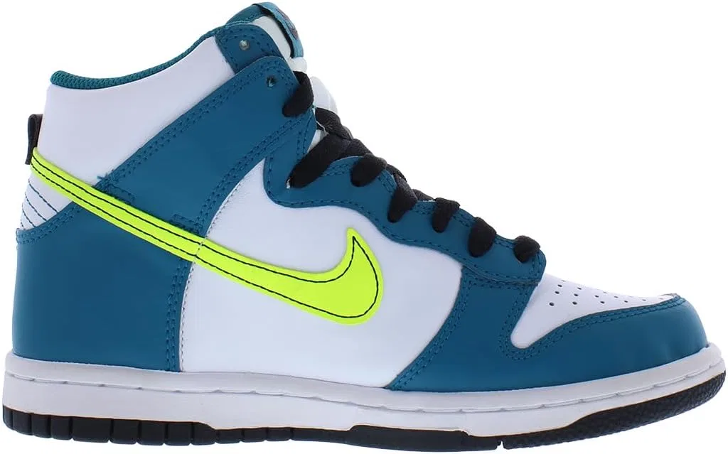 Детские кроссовки высокие Nike Dunk High Nike, White/Volt/Bright Spruce/Black — фото 2