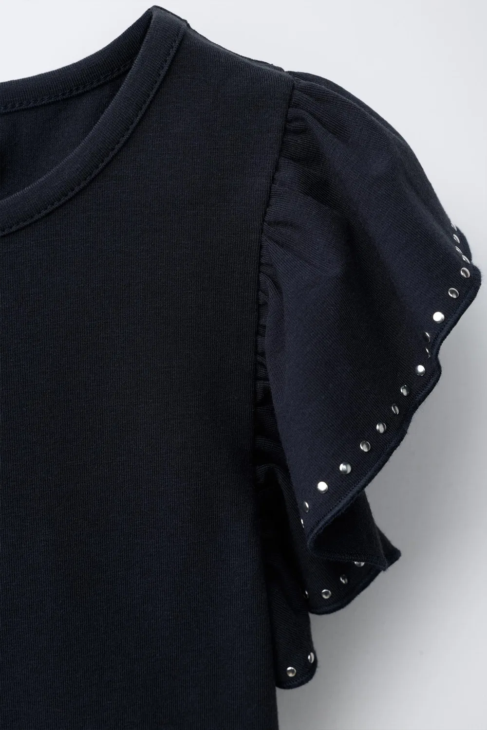 Боди из смеси модала с оборками и заклепками ZARA, Dark Anthracite — фото 3