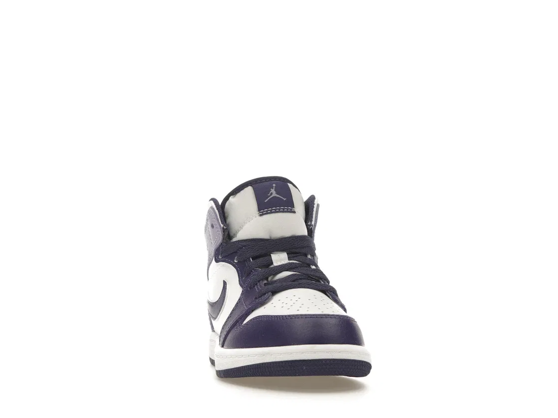 Детские кроссовки для мальчиков с длинным шнурком Jordan 1 Mid Jordan, Sky J Purple/White/Sky J Light Purple/Sky J Purple — фото 2