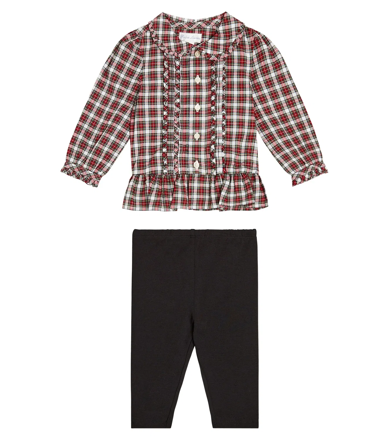Комплект из хлопковой рубашки и леггинсов Polo Ralph Lauren Kids, мультиколор