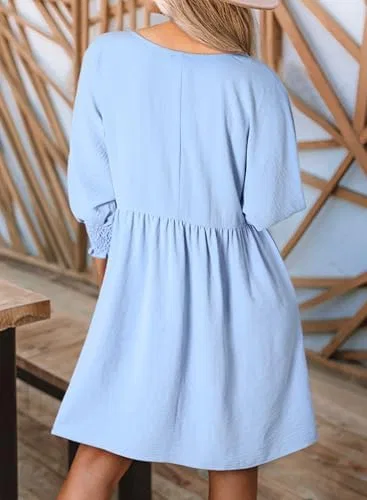 Женское платье свободного кроя, три четверти рукава, Chestnut — фото 2