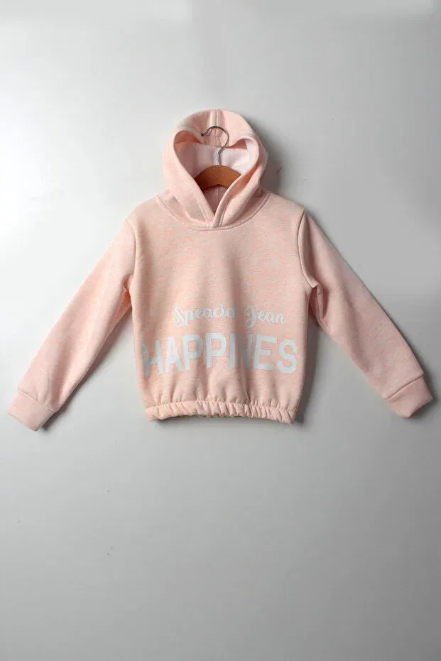 Детское худи для девочек с принтом Girl's Happiness Lillia Kids, Salmon