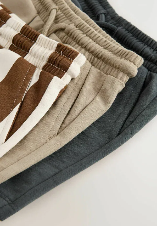 Комплект из 3 шорт, хлопок, jersey shorts 3 pack, Next, коричневый/кремовый — фото 3