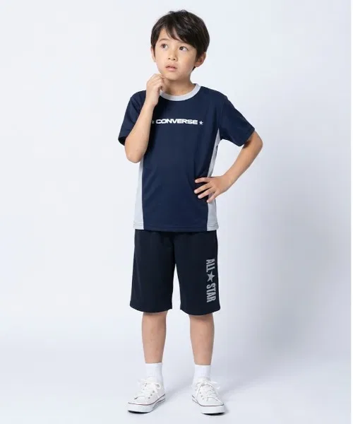Детский комплект из футера с принтом CONVERSE, Navy
