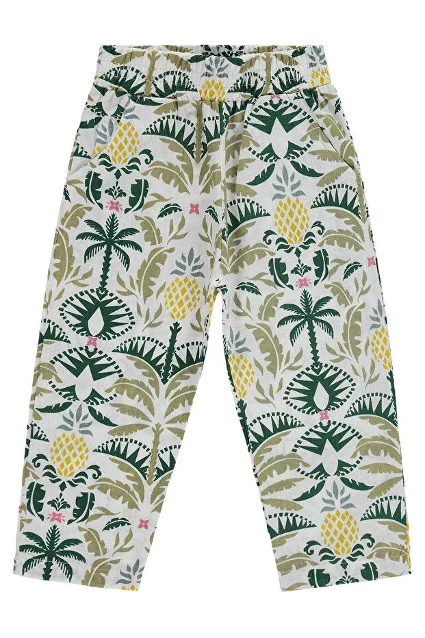 Детские брюки для девочек с принтом Pineapple Patterned Civil Girls, Ecru