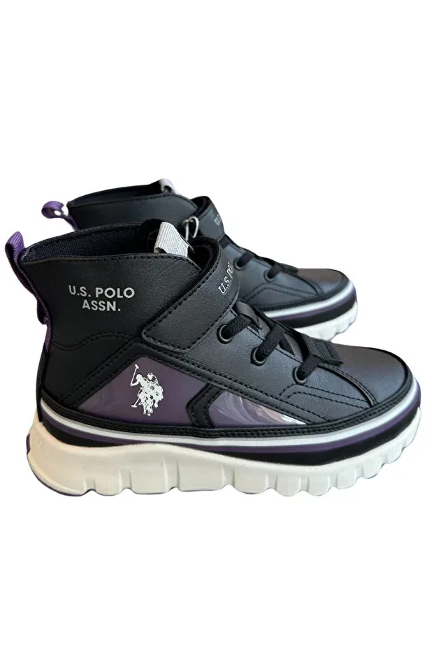 Детские ботинки для девочек на липучке U.S. Polo Assn., Black Purple