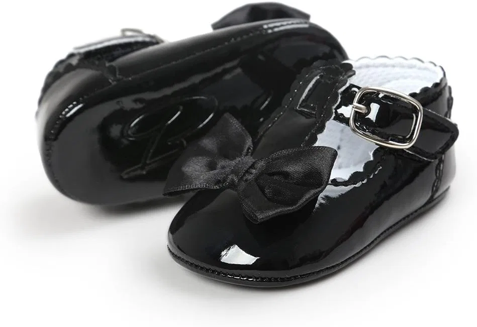 Детские туфли для девочек с бантом, модель Princess Wedding, бренд, Black — фото 3