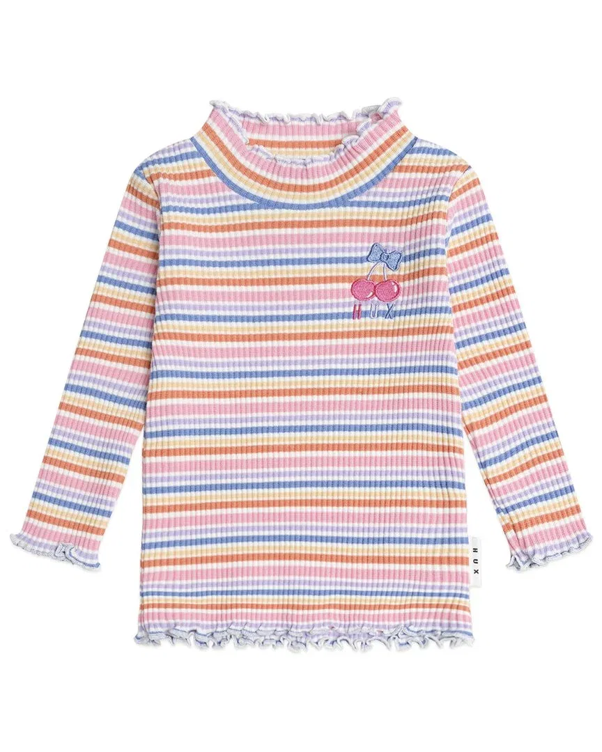 Детский лонгслив с длинным рукавом и волнистой окантовкой Huxbaby Rainbow Rib Skivvy Top, мультиколор