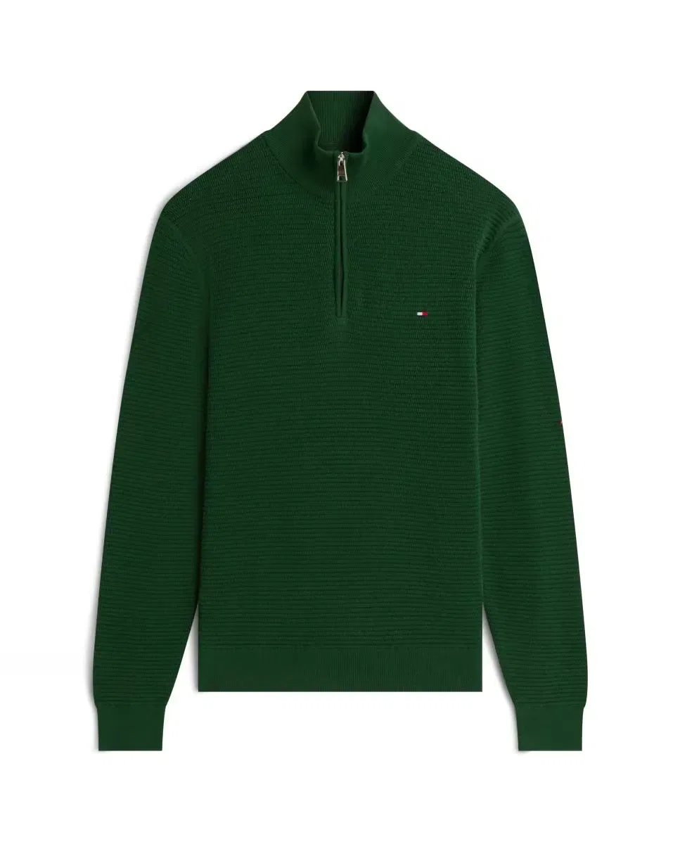 Мужской джемпер из органического хлопка с полузастежкой Tommy Hilfiger, Verde Oscuro — фото 4