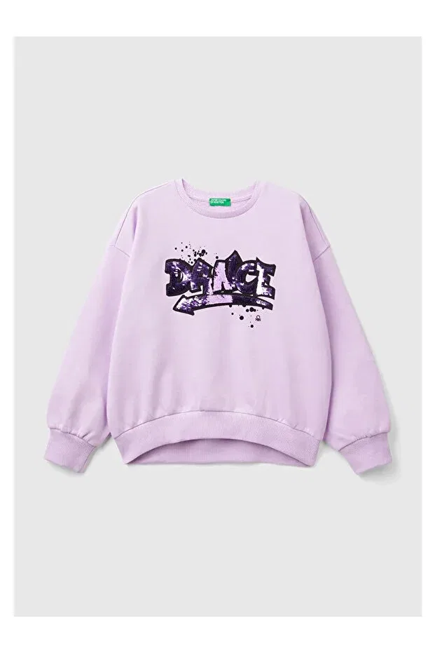 Детские свитшот для девочек с принтом Benetton, Lila