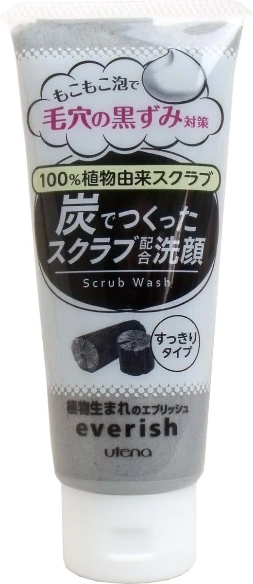 Скраб для лица Utena Evelish Charcoal Scrub Face Wash с углем и скорлупой грецкого ореха, 135 г, 5 шт