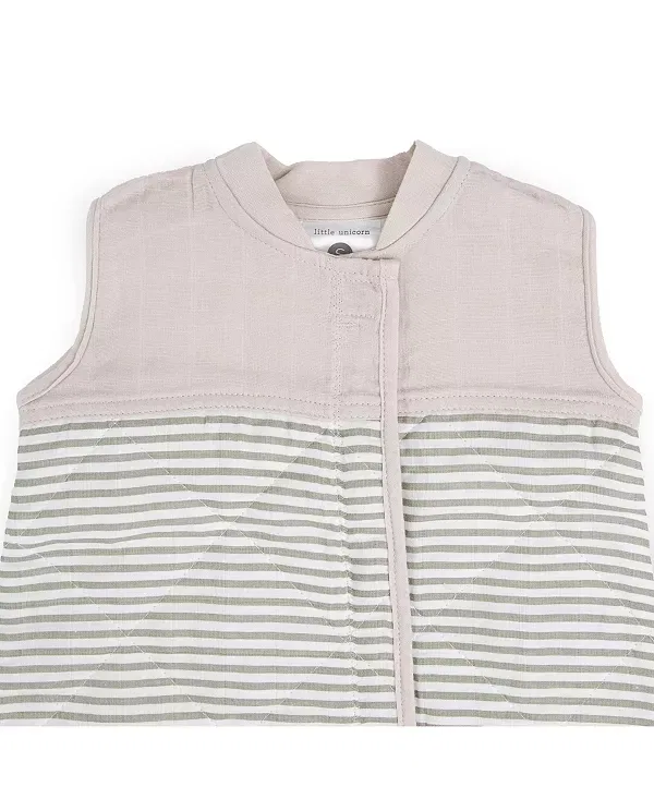 Детский спальный мешок для новорожденных стеганый Unisex cotton muslin quilted sleep bag Little Unicorn, Grey Stripe — фото 4