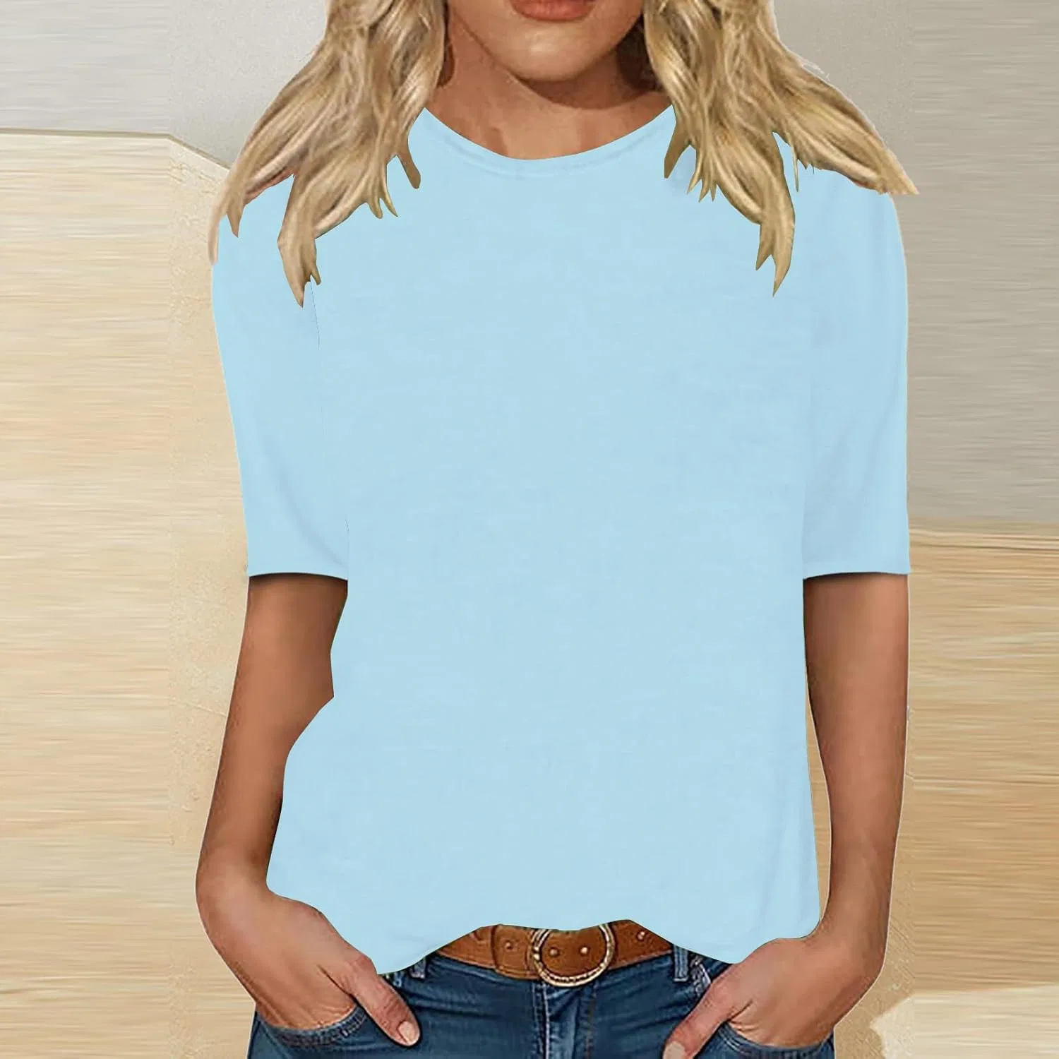 Женская футболка с круглым вырезом Loose Fit, Sky Blue — фото 2
