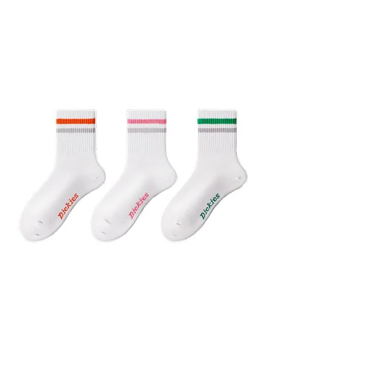 Детские носки средней длины с принтом, комплект из 3 пар, Dickies, White Orange/White Pink/White Green