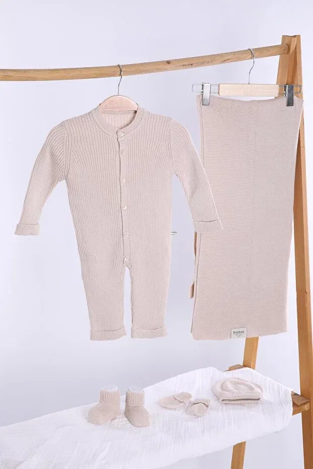 Детский комплект боди-комбинезонов органический трикотажный Babyhola, Beige