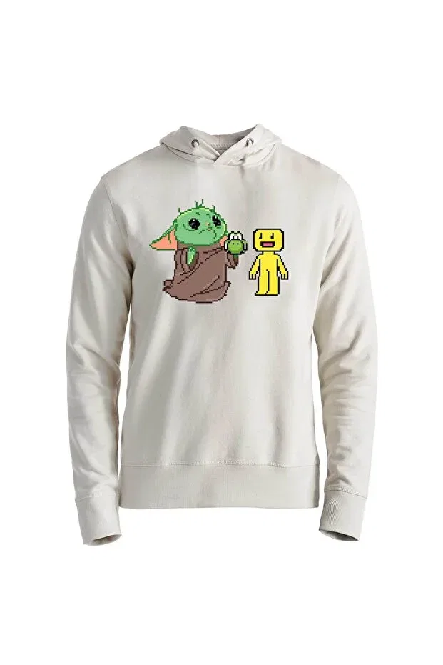 Детское худи для девочек с принтом Baby Yoda Kids Alfa Tshirt, Ecru