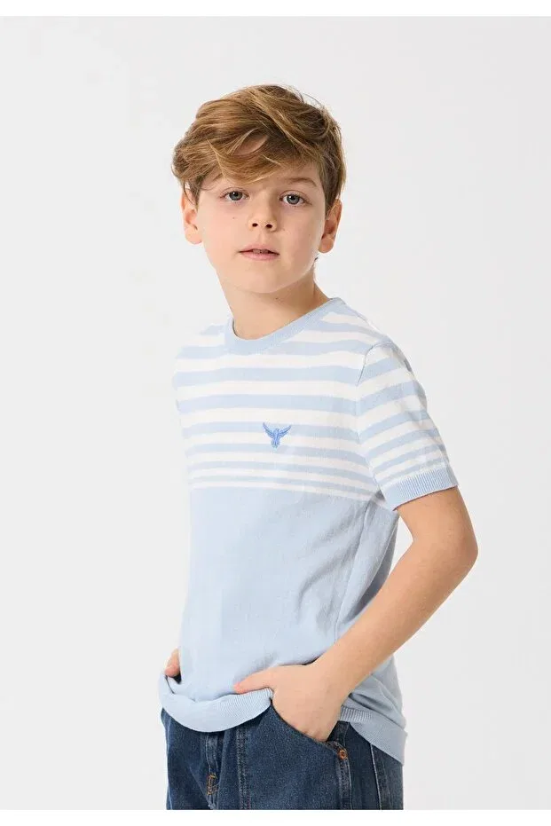 Детская футболка для мальчиков с полоской Nisrakids, Blue — фото 2