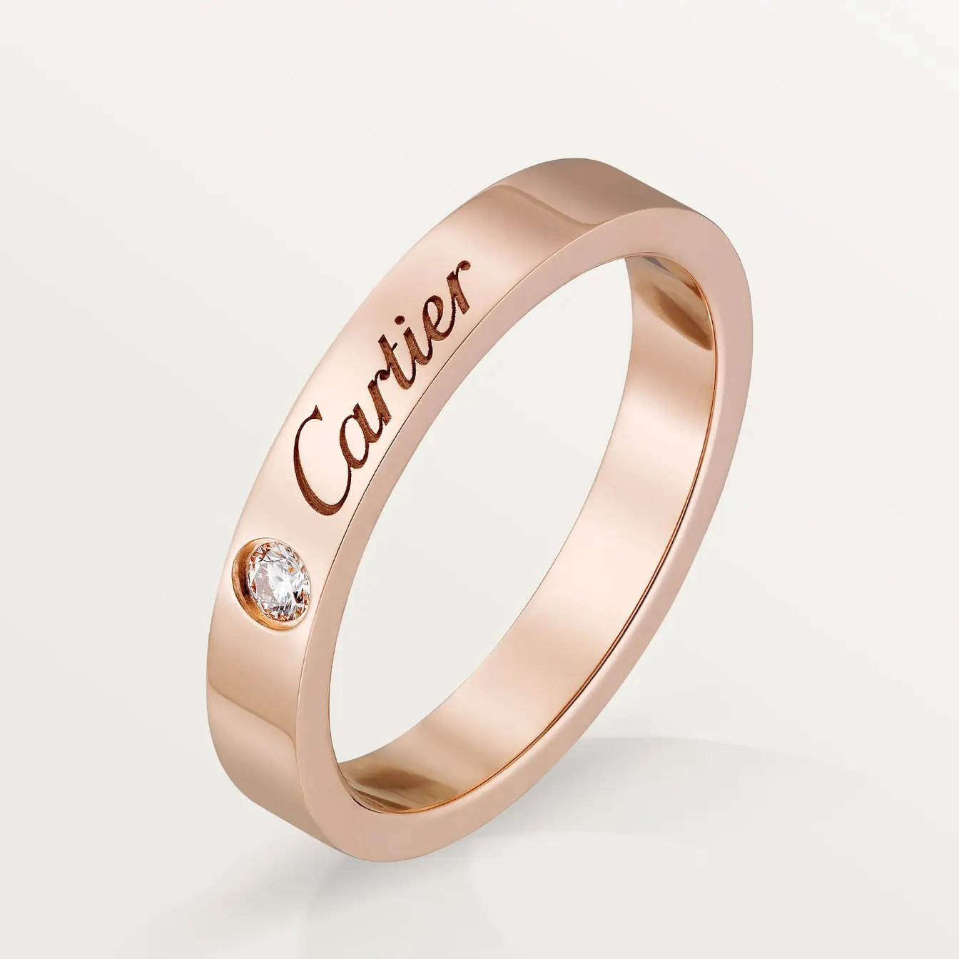 

Кольцо Cartier C de Cartier Wedding Flat, 3 мм, розовое золото/бриллиант