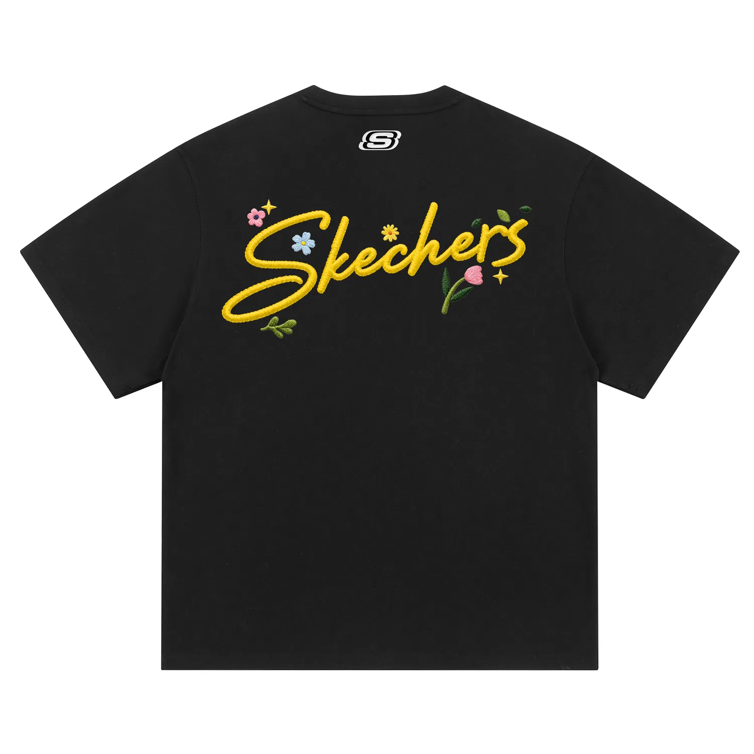 Детская футболка с круглым вырезом с вышивкой Black Yellow Embroidered Skechers