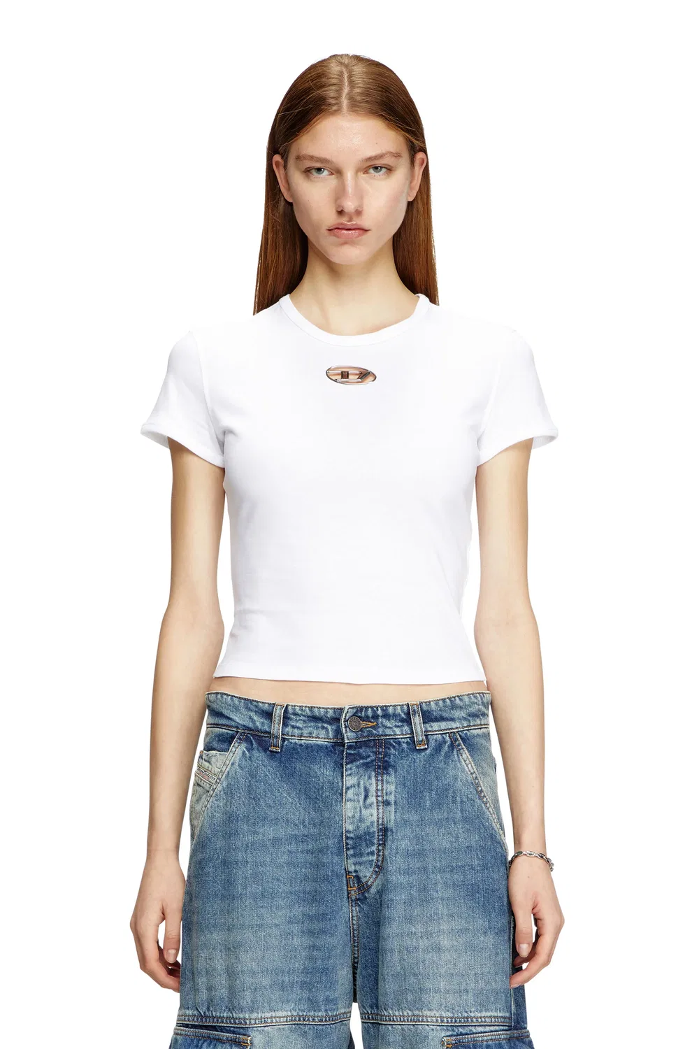 Женская футболка с вырезом Oval D Diesel, White