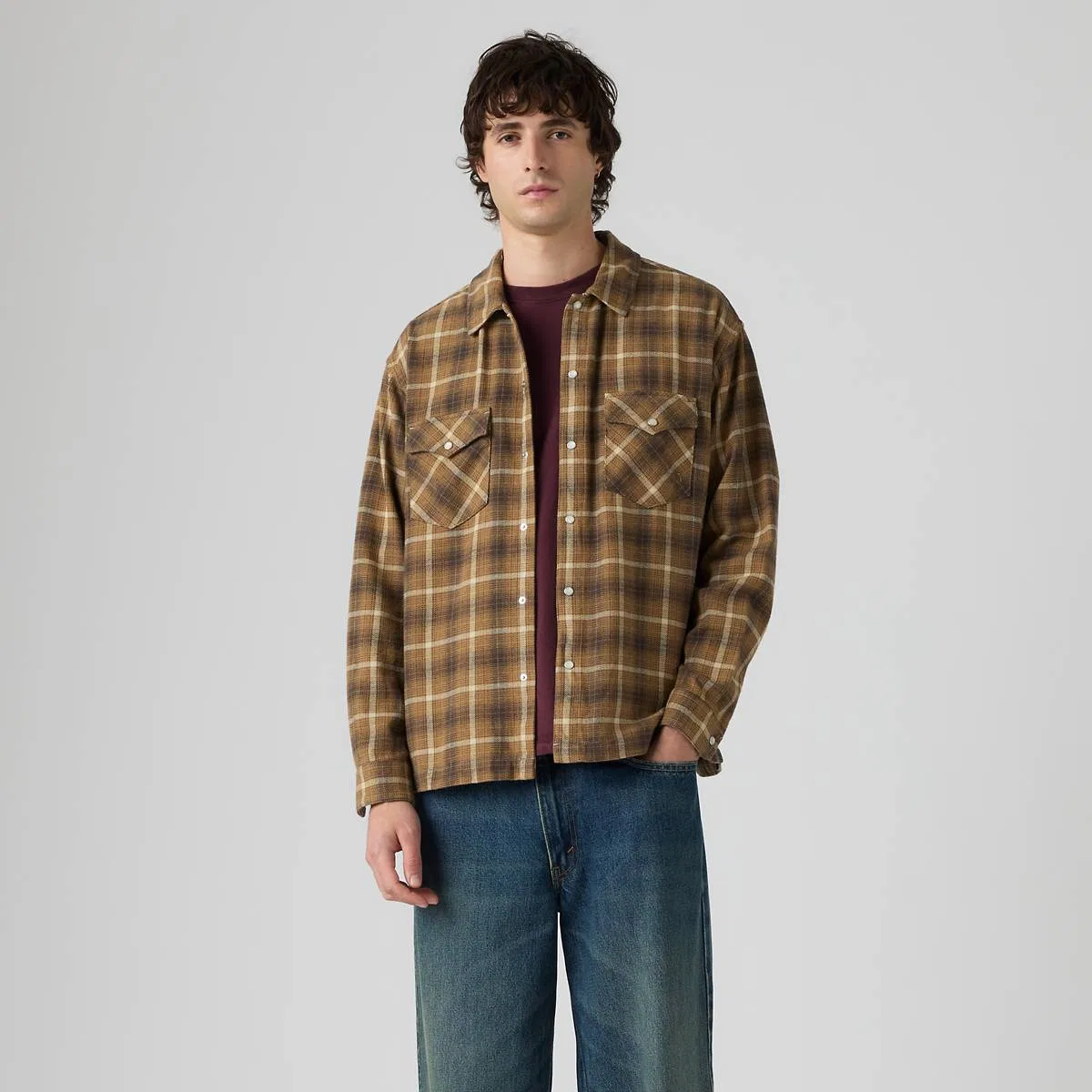 Классическая фланелевая рубашка свободного кроя в западном стиле Levi's, Ryder Plaid Foxtrot - White — фото 3