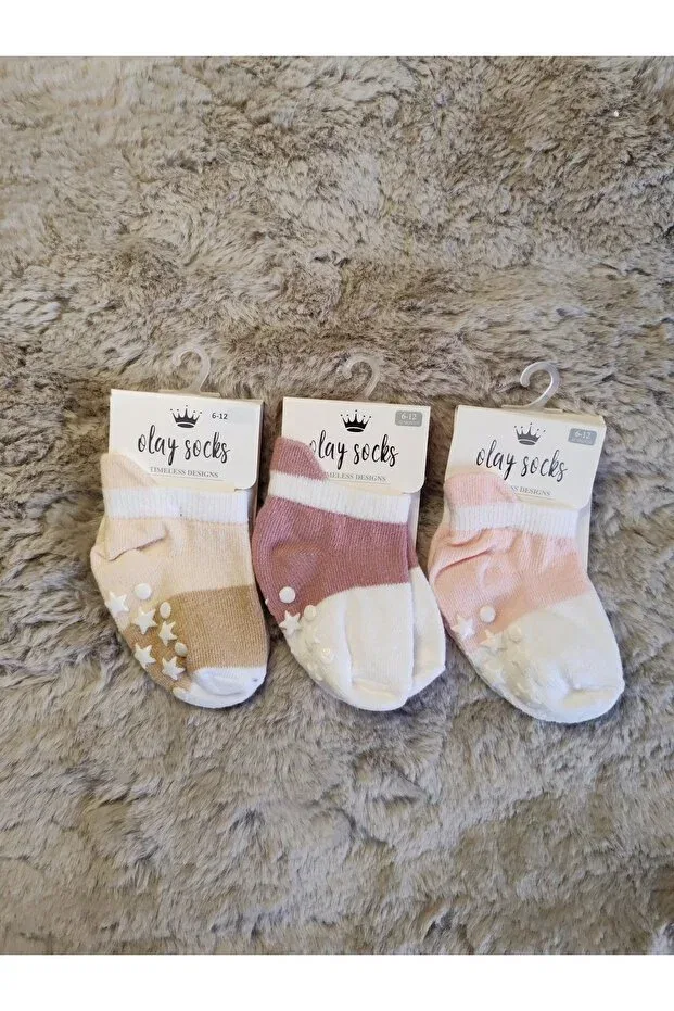 Детские носки для мальчиков хлопковые комплект 3 шт Basics Olay Socks, Beige-Pink-Crimson