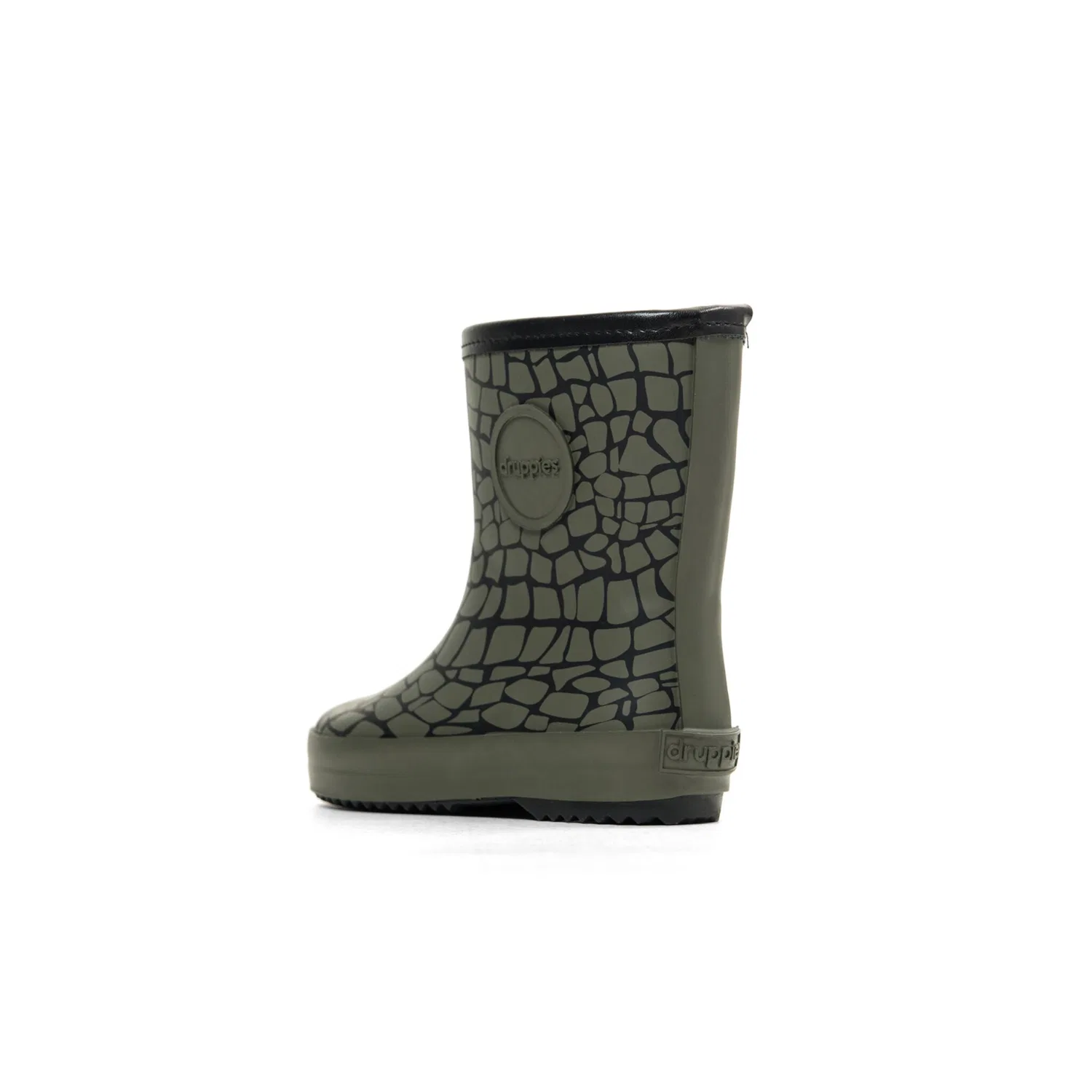 Детские резиновые сапоги с флисовой подкладкой Druppies, Olive/Black — фото 3