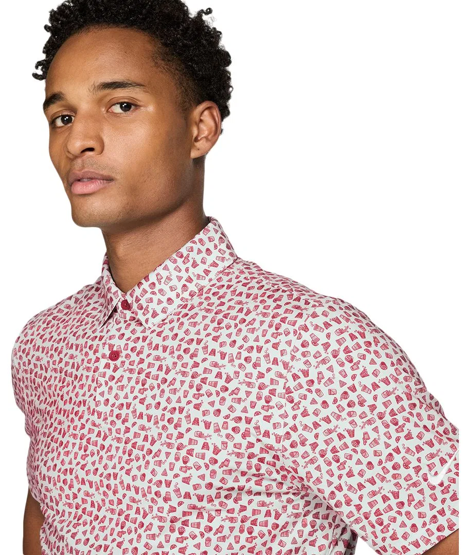 Мужское поло для гольфа с Dri-FIT технологией, с коротким рукавом Nike, Gym Red/White — фото 2