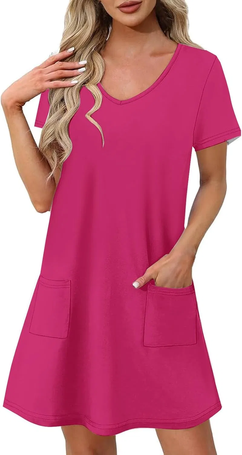 Женское платье-футболка с карманами Regular Fit, Hot Pink