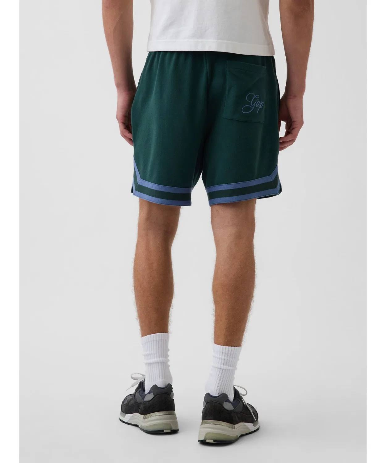 Мужские шорты из футера с принтом Vintage Soft Relaxed Fit Stripe GAP, Green