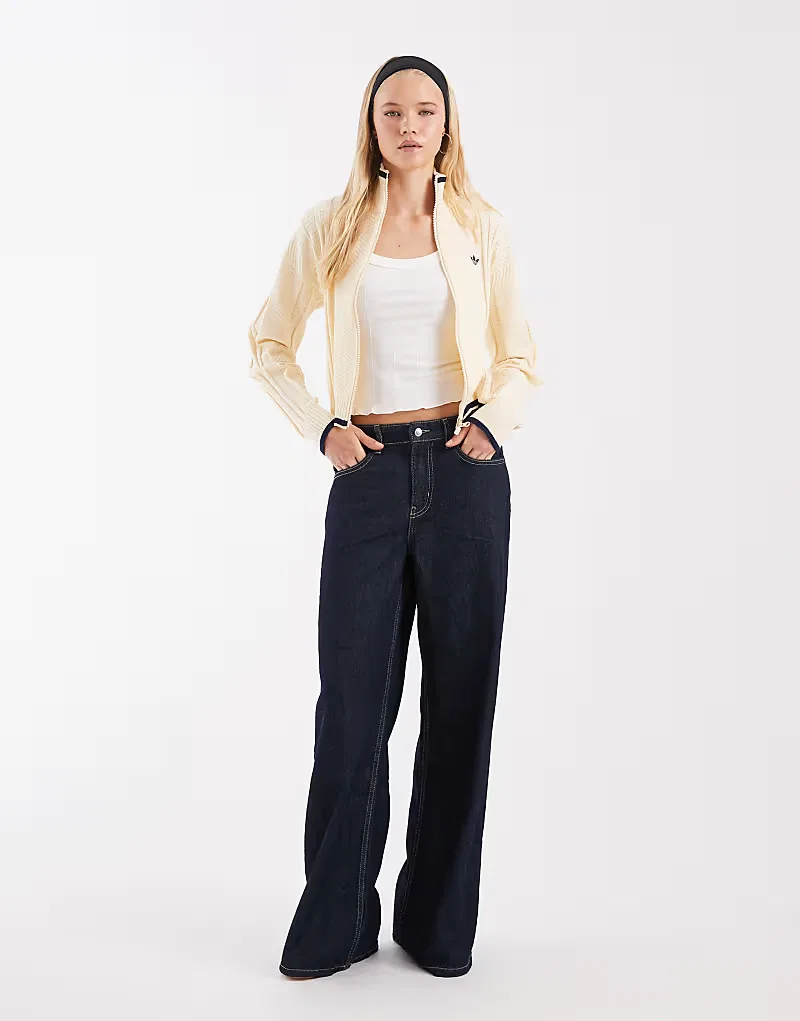 Спортивная куртка Adidas Originals Firebird из ажурной вязки, кремовый — фото 2