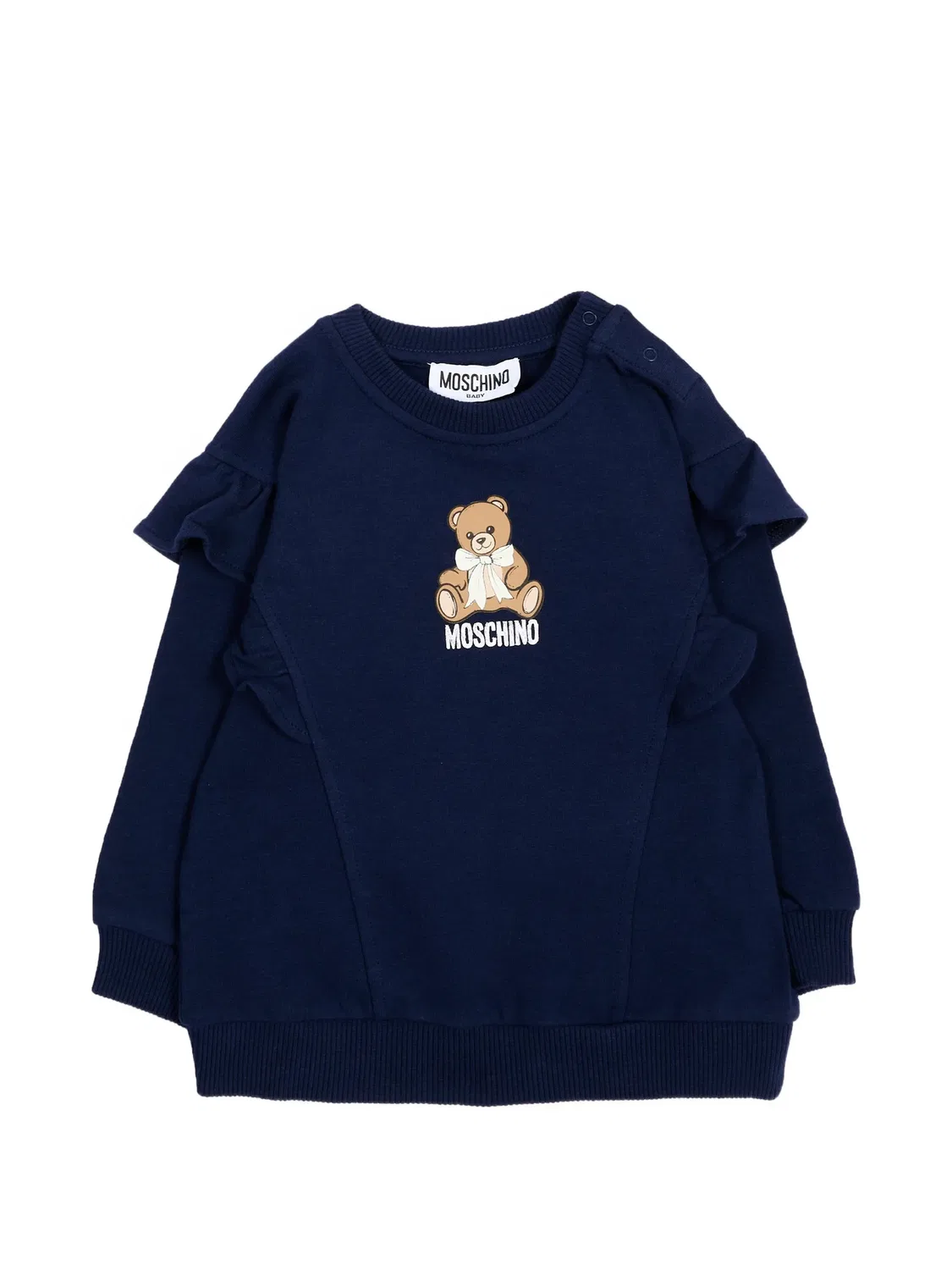 Хлопковое худи с рюшами, темно-синее Moschino, синий