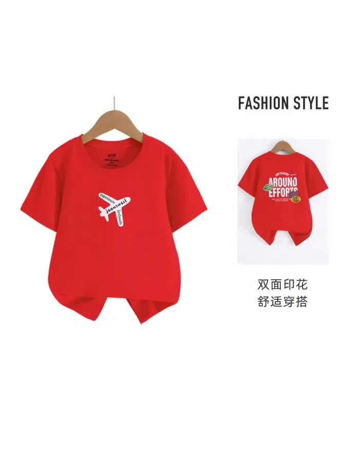 Футболка с принтом самолета, хлопковая, Jeanswest, красный — фото 2