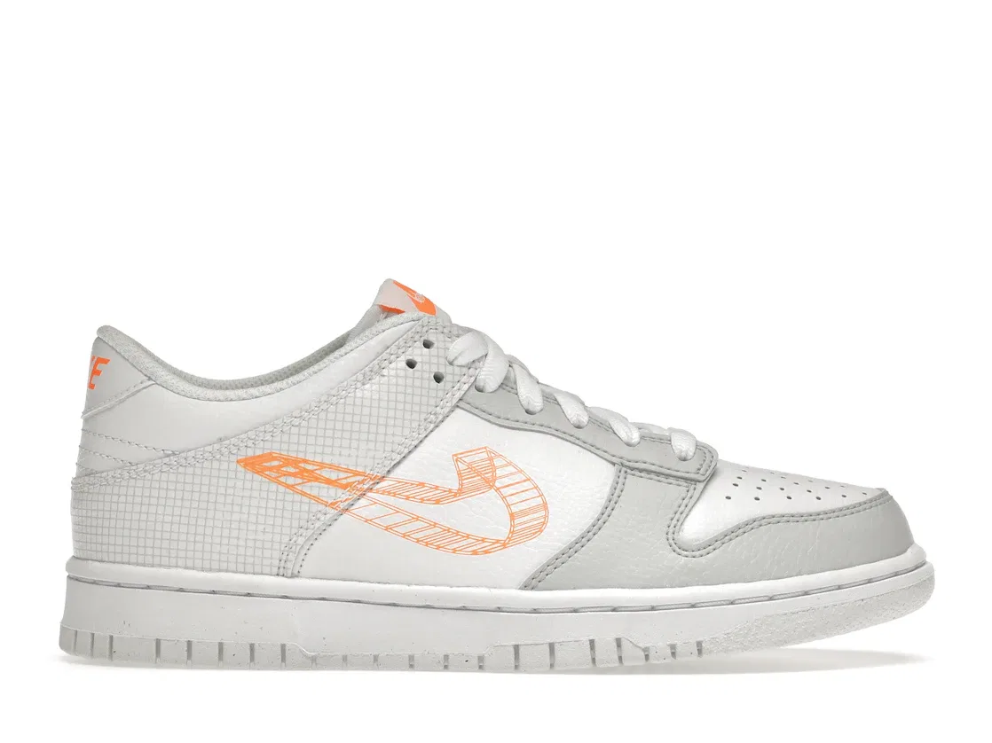 Детские кроссовки с 3D-свушем Nike Dunk Low SE, White/Pure Platinum/Total Orange