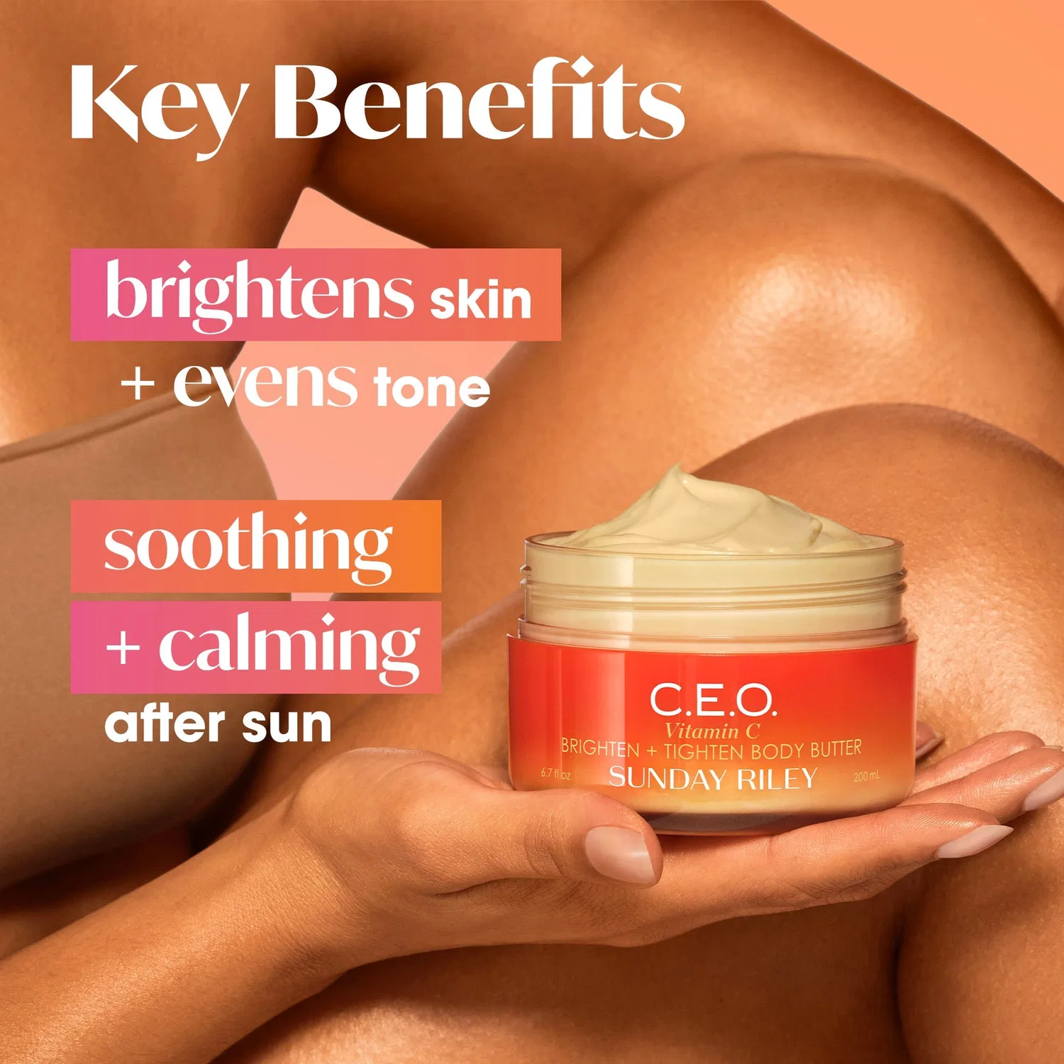 Крем для тела с витамином C и овсяными липидами C.E.O. Vitamin C Brighten & Tighten Body Butter Sunday Riley, 200 мл — фото 3