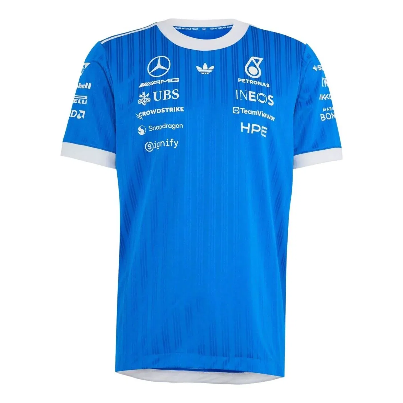 Мужская футболка Adidas x Mercedes AMG Petronas Formula 1 Team Blue Wonder Authentic Driver Jersey, синий