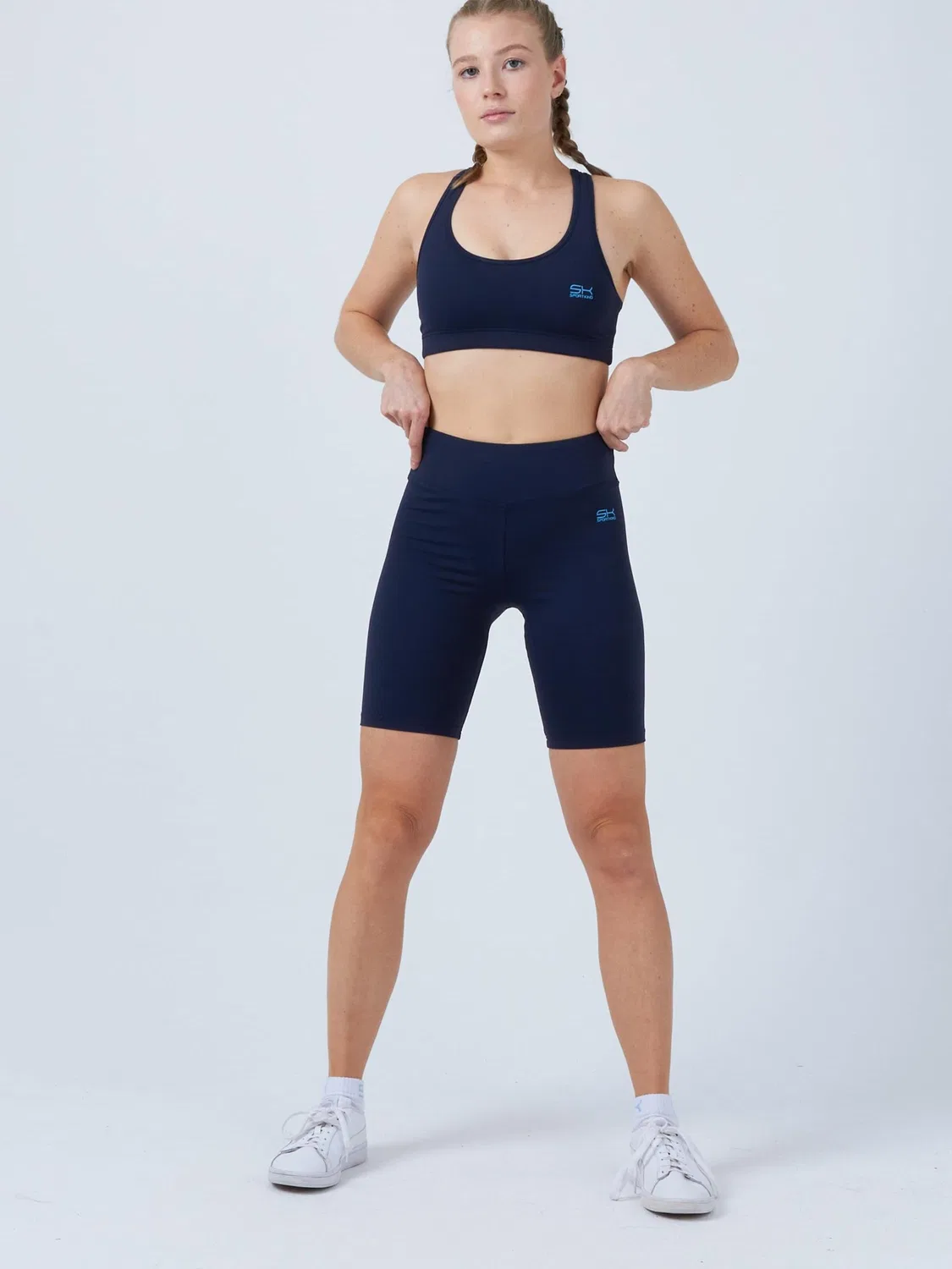 Узкие леггинсы Sportkind Short Tights темно-синего цвета