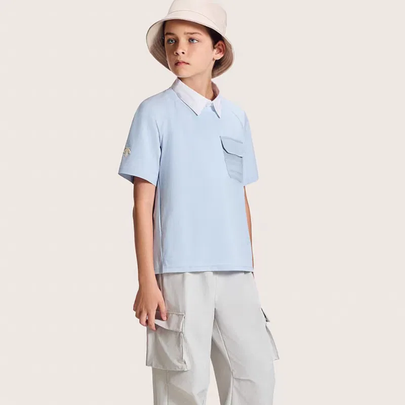 Детская футболка с круглым вырезом из тонкого хлопка Thin, DESCENTE, Cream — фото 4