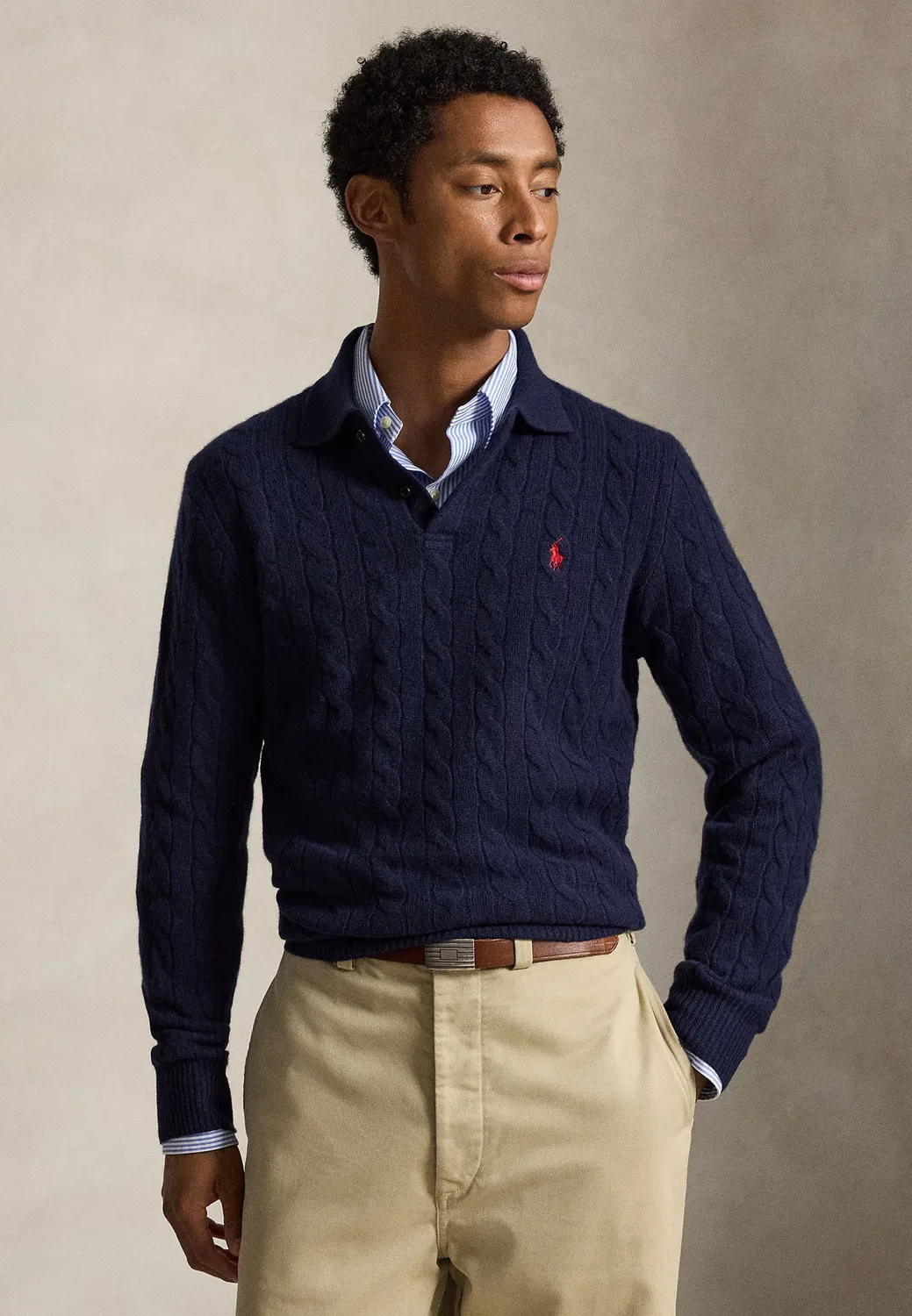 Свитер крупной вязки из шерсти и кашемира Polo Ralph Lauren, Hunter Navy — фото 3