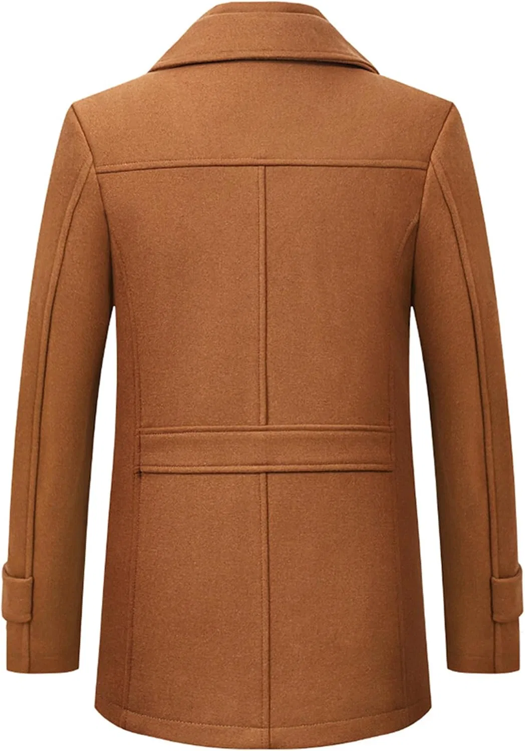 Мужское пальто-пеакот с двойным воротником, модель Winter Warm Casual, кэмел — фото 2