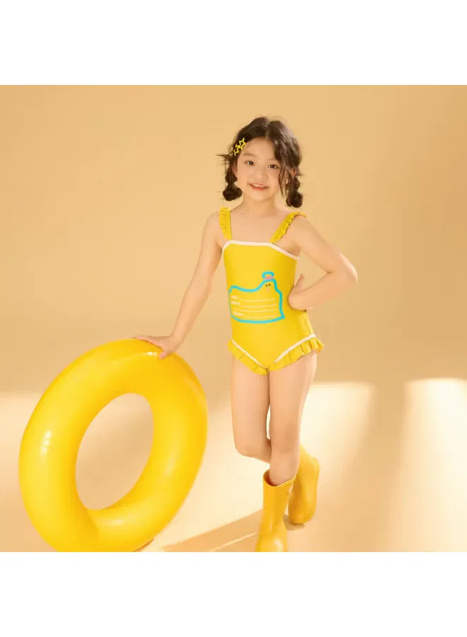 Купальник детский слитный быстросохнущий Adoreswim, желтый — фото 4