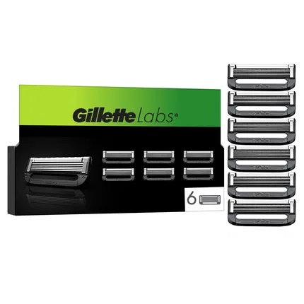 Сменные лезвия для бритвы Gillette Labs, Green/Black, 6 шт.