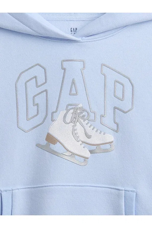 Детские свитшот для девочек с принтом Arch Logo Gap, Light Blue000 — фото 2